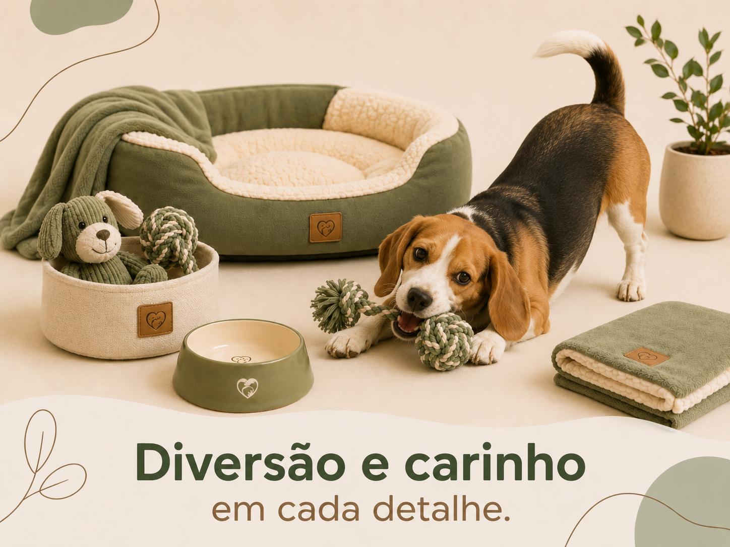 Cachorro brincando com produtos LuvPet
