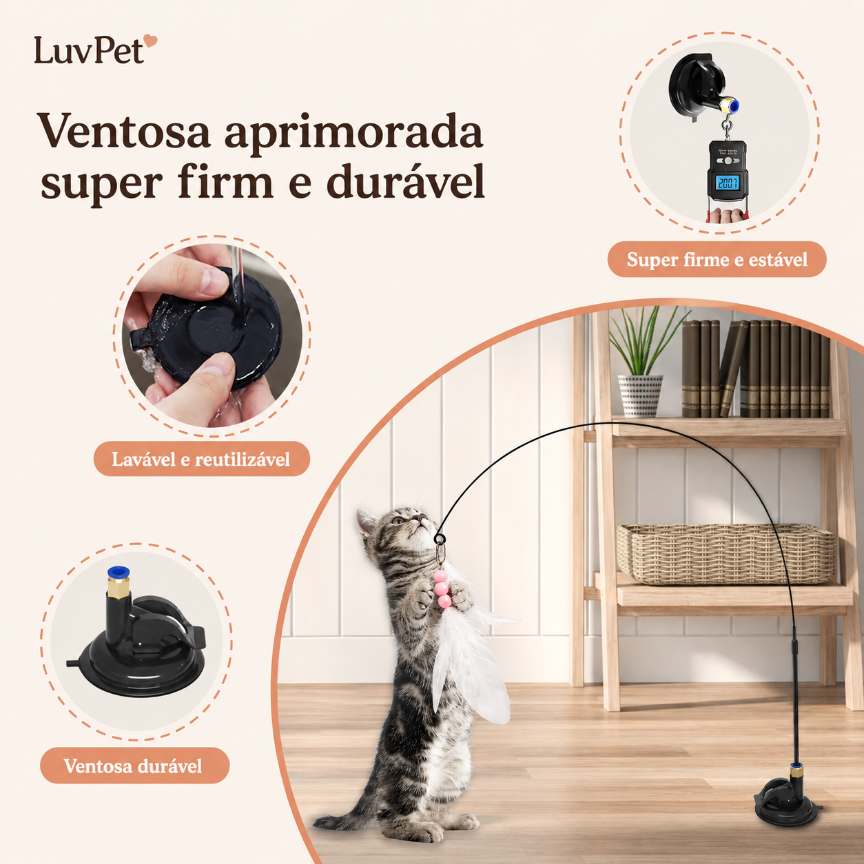 Brinquedo Caça-Penas Interativo para Gatos com Ventosa