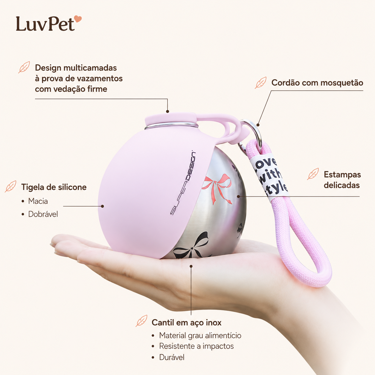Bebedouro Antivazamento com Alça de Passeio para Cães - detalhe 4