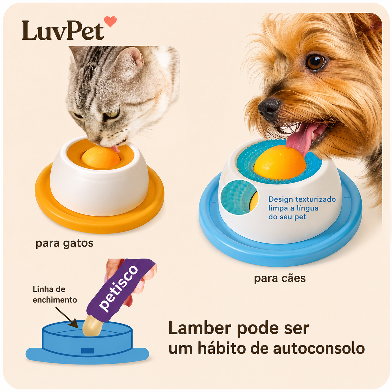 Comedouro Lento de Lamber para Cães e Gatos