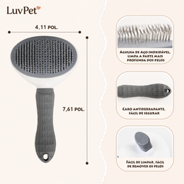 Escova Pet Autolimpante para Remoção de Pelos de Cães e Gatos
