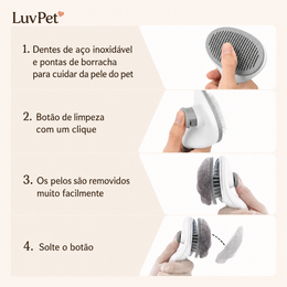 Escova Pet Autolimpante para Remoção de Pelos de Cães e Gatos