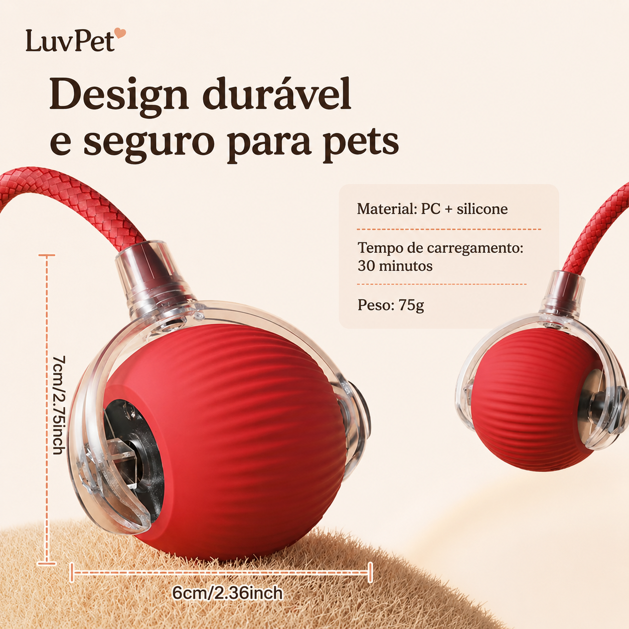 Bola Interativa Inteligente LuvPet com Desvio de Obstáculos - detalhe 4