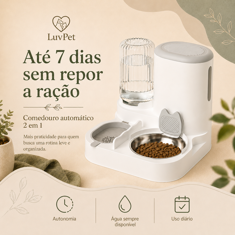 Comedouro Inteligente 2 em 1 com Reservatório de Água