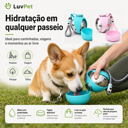 Bebedouro Antivazamento com Alça de Passeio para Cães