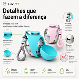 Bebedouro Antivazamento com Alça de Passeio para Cães