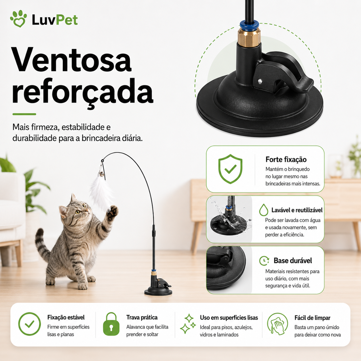 Brinquedo Caça-Penas Interativo para Gatos com Ventosa