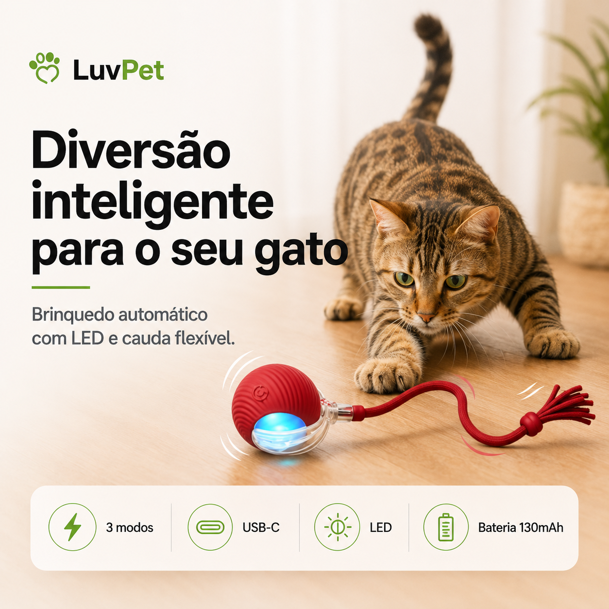 Bola Interativa Inteligente LuvPet com Desvio de Obstáculos